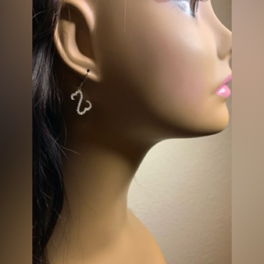 🌺Double Heart CZ Drop Earrings - Picture 2 of 3